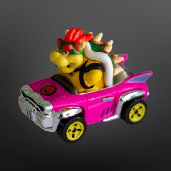 Hot Wheels Mario Kart 1:64 Die-Cast Bowser with Badwagon Vehicle Pink B23 - Picture 1 of 6